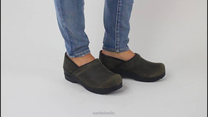 Sanita Profi. geöltes Leder Frauen Olive FNTH100 Schuhe